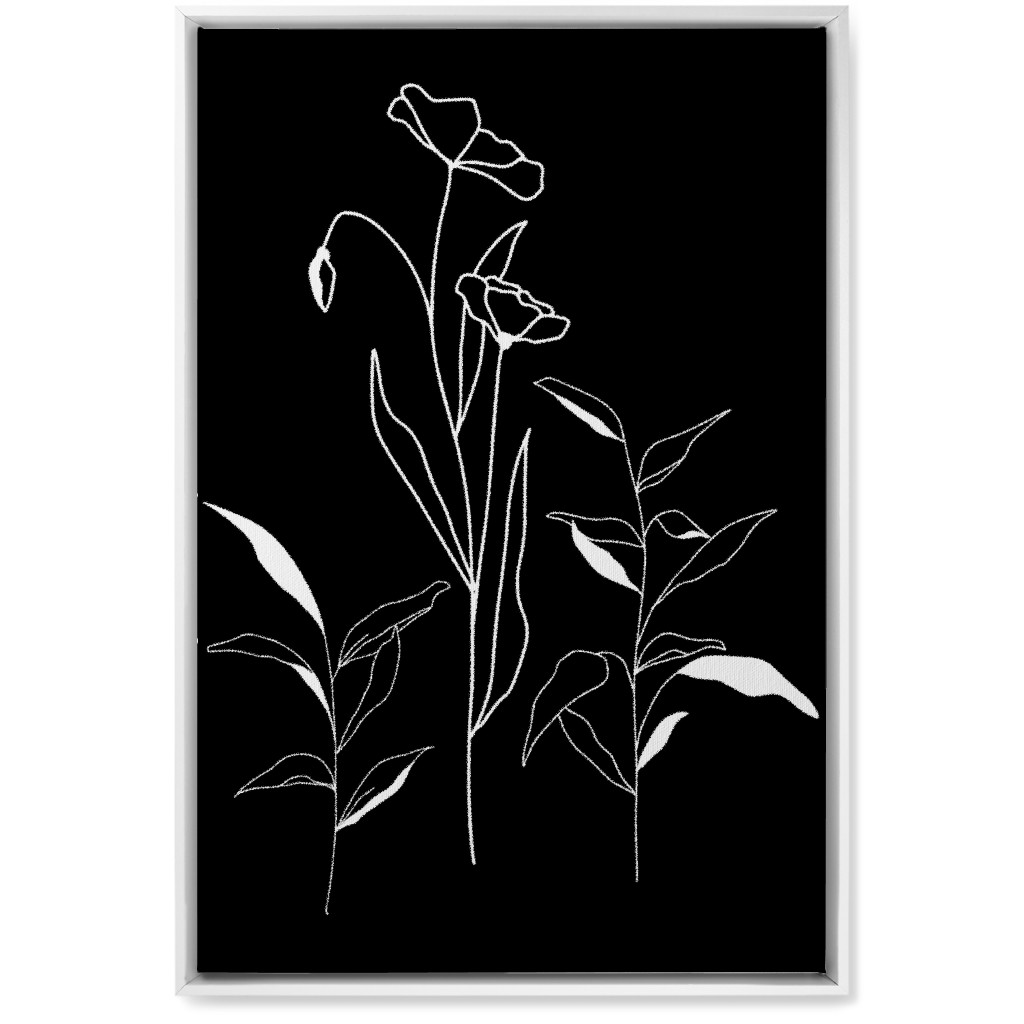 Meadow Botanical - Black and White Wall Art, White, Single piece, Canvas, 20x30, Black