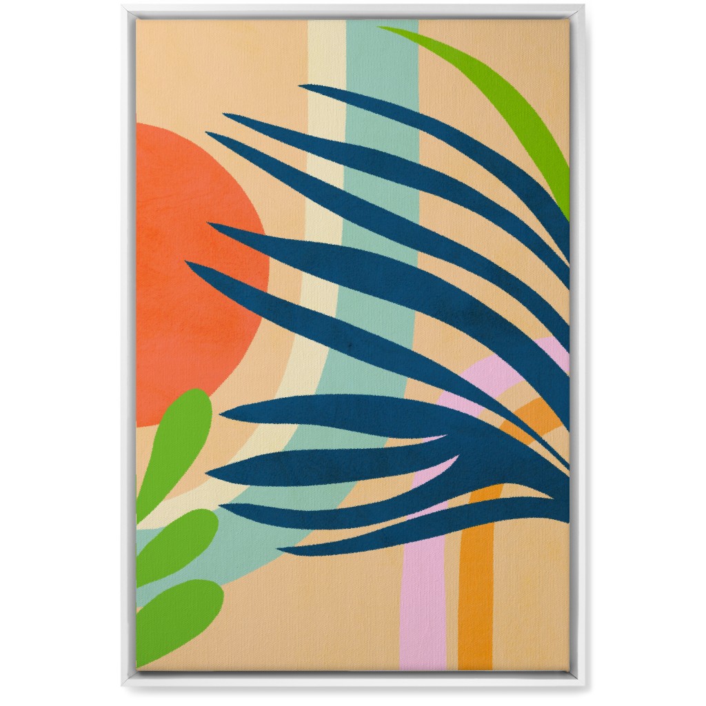 Palm, Sun and Rainbow Tropical Botanicals - Multi Wall Art, White, Single piece, Canvas, 20x30, Multicolor