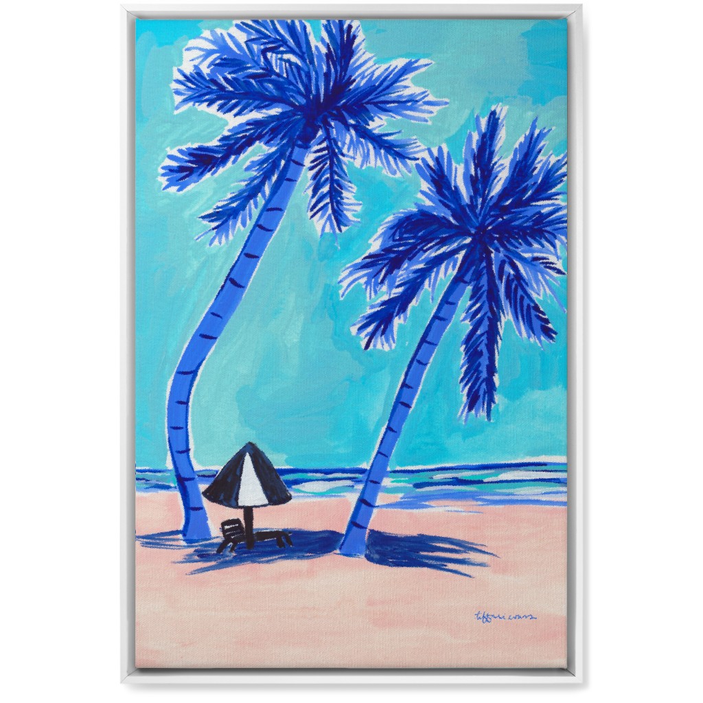 Beach Side - Blue and Beige Wall Art, White, Single piece, Canvas, 20x30, Blue