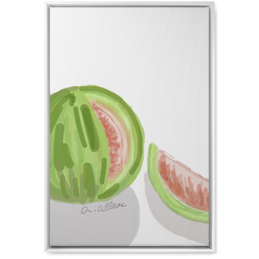 Watermelon - Green and Pink Wall Art, White, Single piece, Canvas, 20x30, Multicolor