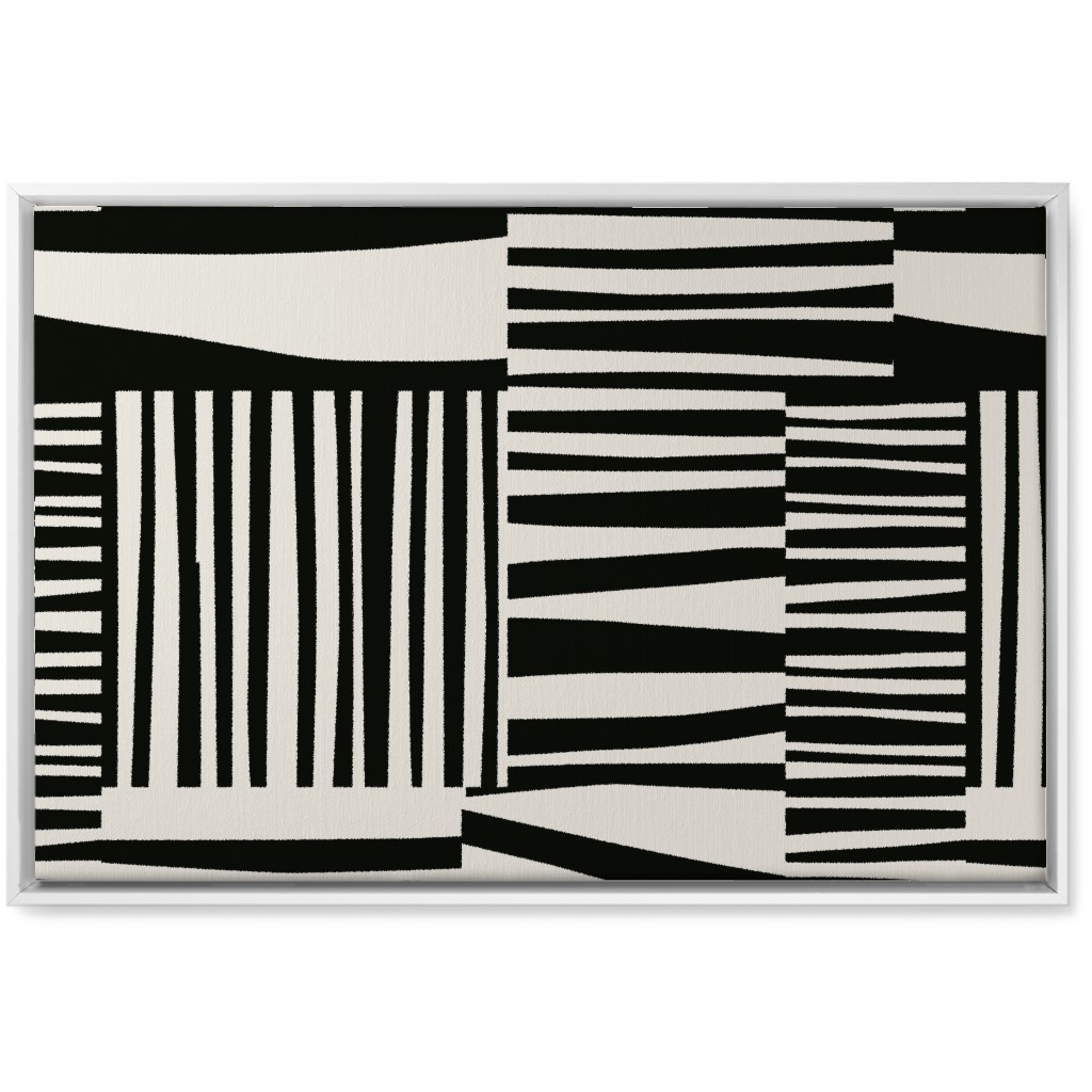 Twiggy Stripes Wall Art, White, Single piece, Canvas, 20x30, Black, Black
