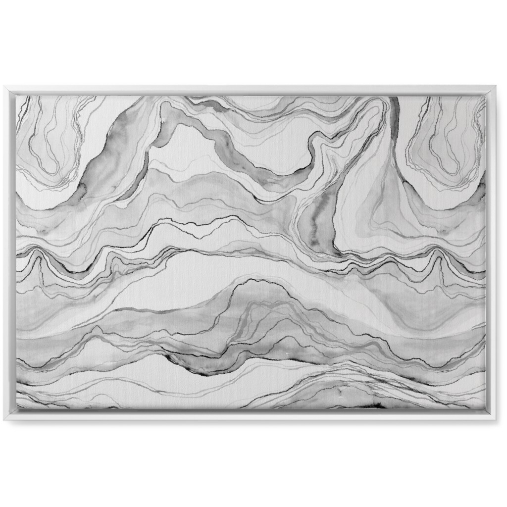 Watercolor Marble Wall Art, White, Single piece, Canvas, 20x30, Gray