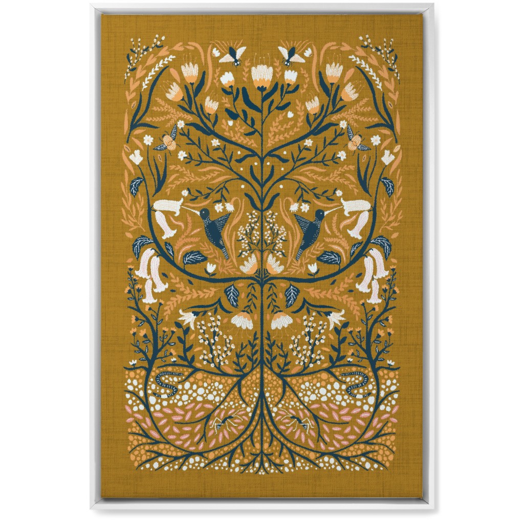 Ecosystems, Folk Art - Orange Wall Art, White, Single piece, Canvas, 20x30, Orange