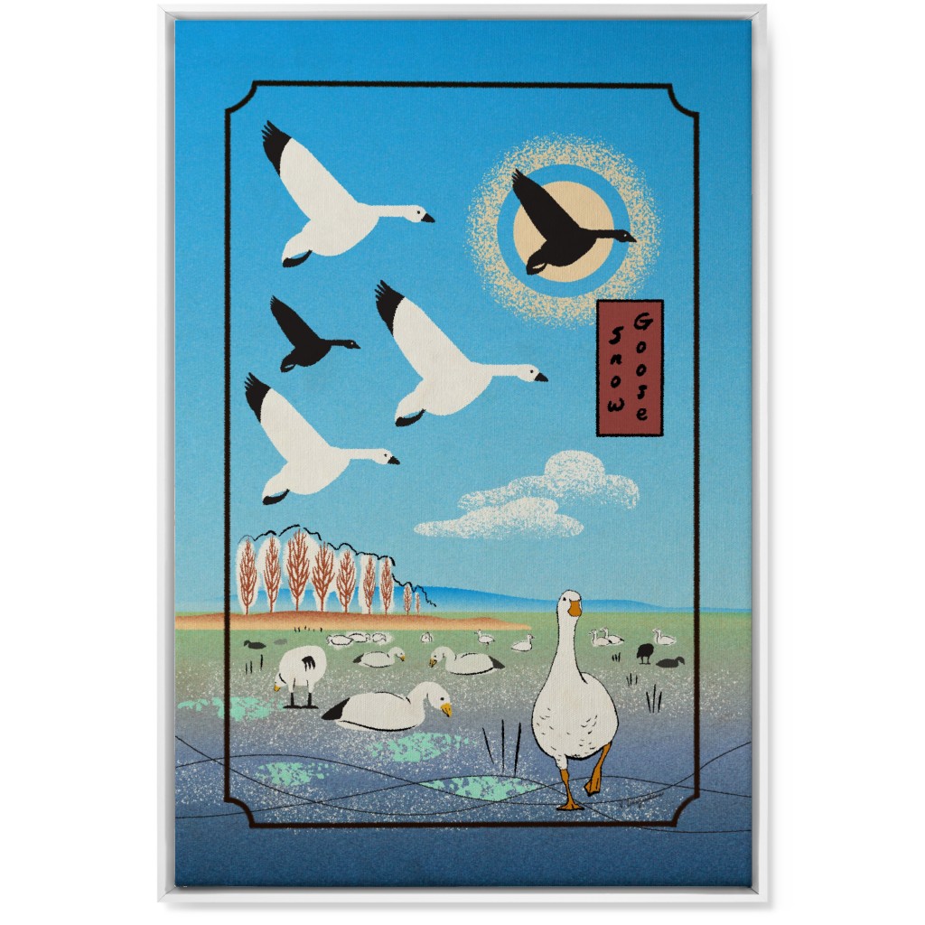 Snow Geese Wall Art, White, Single piece, Canvas, 24x36, Blue