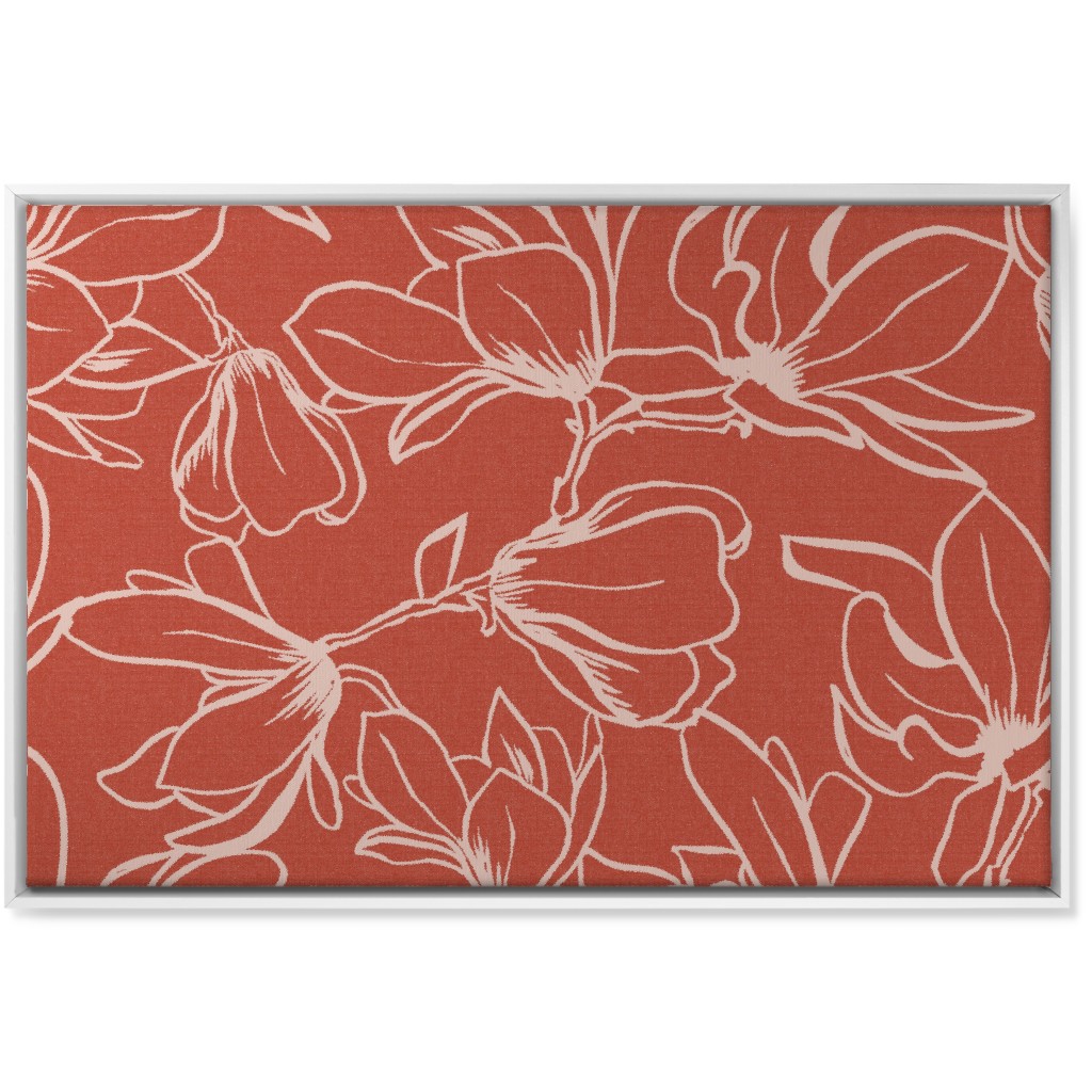 Magnolia Garden Wall Art, White, Single piece, Canvas, 24x36, Red