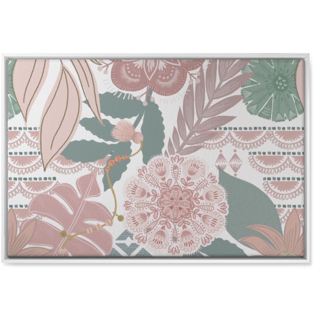 Boho Tropical Wall Art, White, Single piece, Canvas, 24x36, Multicolor, Pearl