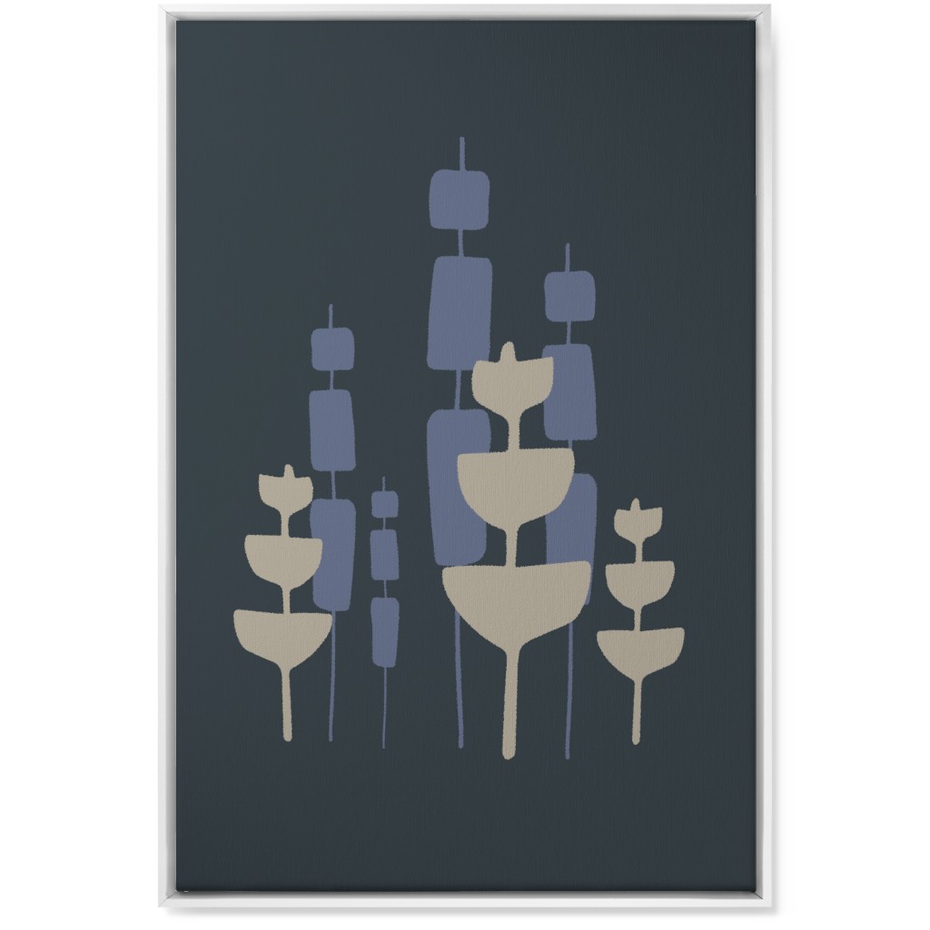 Cattail & Pods Wall Art, White, Single piece, Canvas, 24x36, Blue, Gray