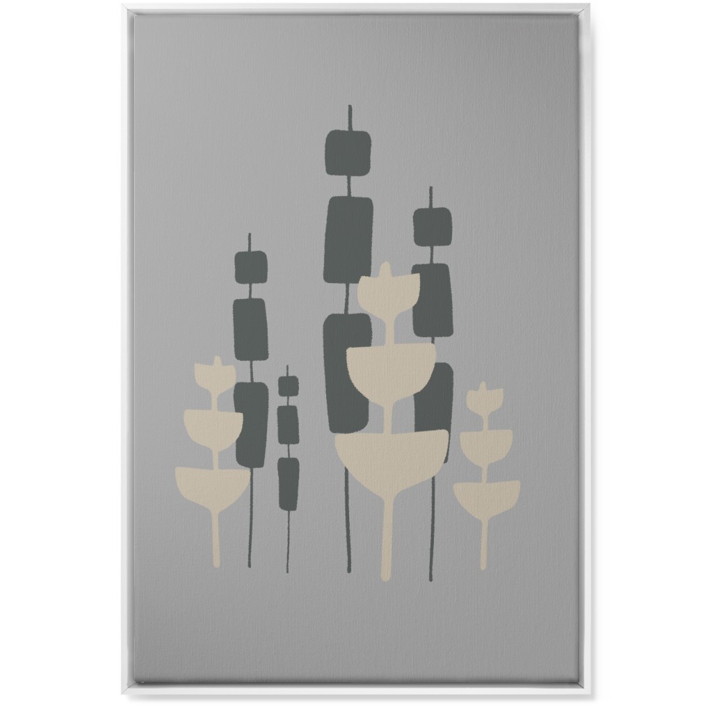Cattail & Pods Wall Art, White, Single piece, Canvas, 24x36, Gray, Iron