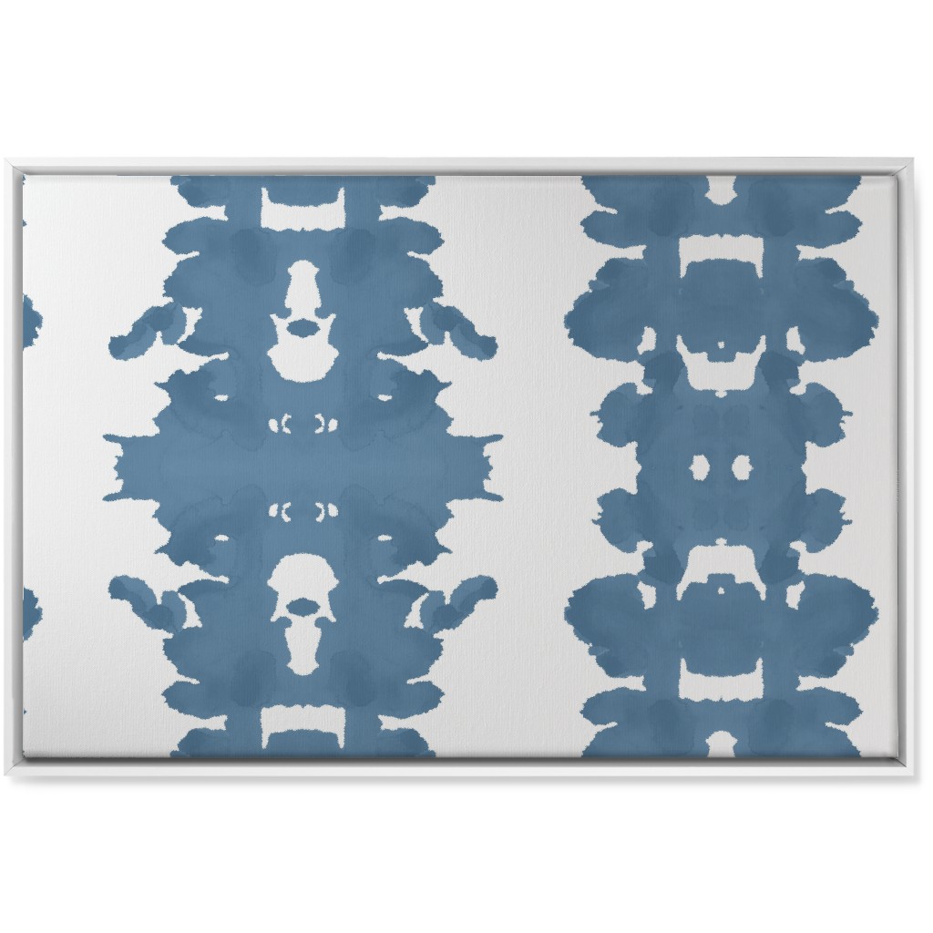 Double Inkblot - Blue Wall Art, White, Single piece, Canvas, 24x36, Blue