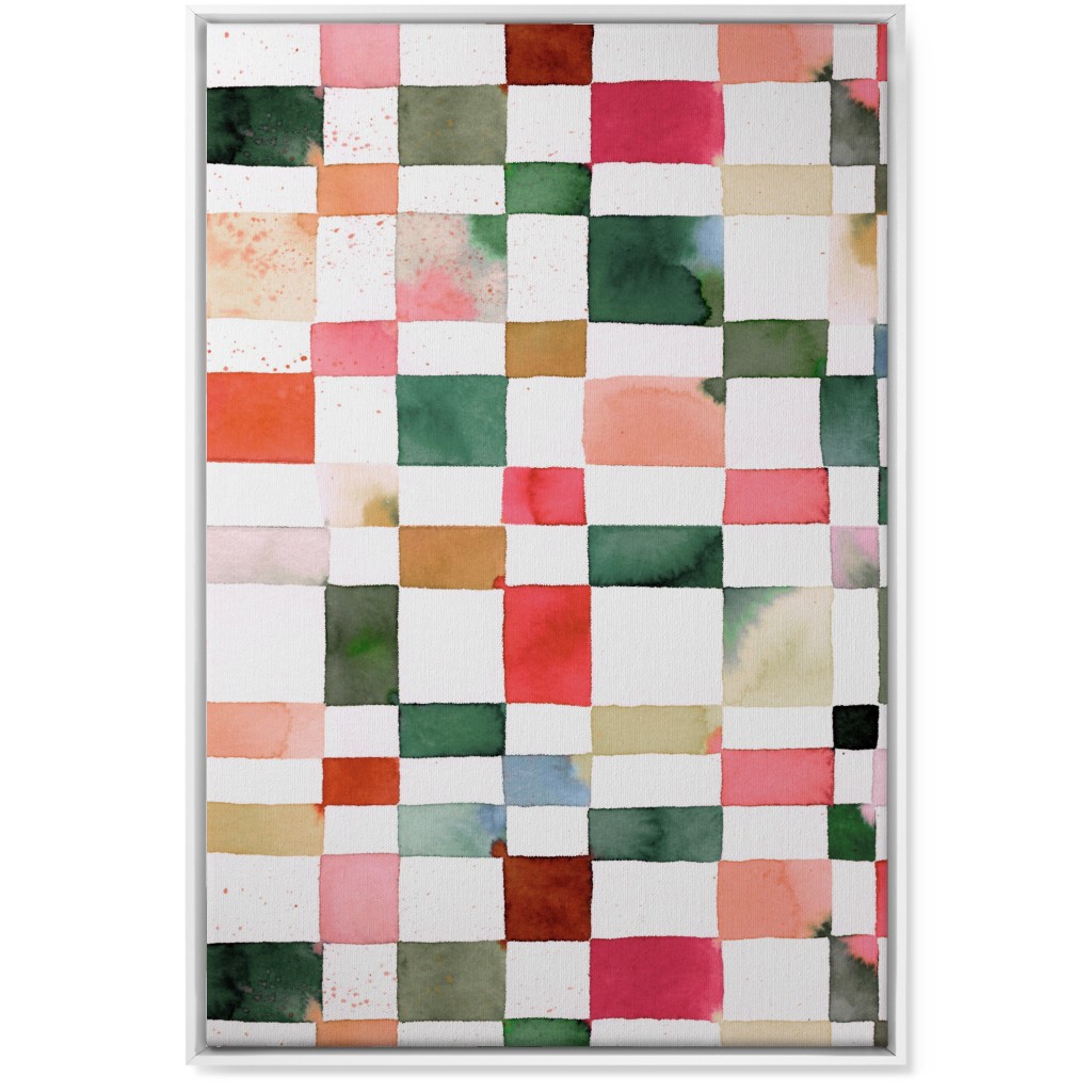 Watercolor Checker - Multi Wall Art, White, Single piece, Canvas, 24x36, Multicolor
