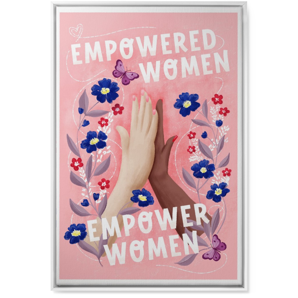 Empowered Women Empower Women - Pink Wall Art, White, Single piece, Canvas, 24x36, Pink, Bright Pink