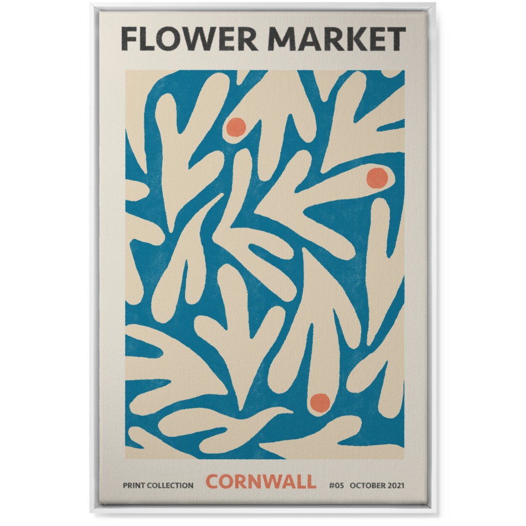Flower Market - Blue Wall Art, White, Single piece, Canvas, 24x36, Blue, True Blue