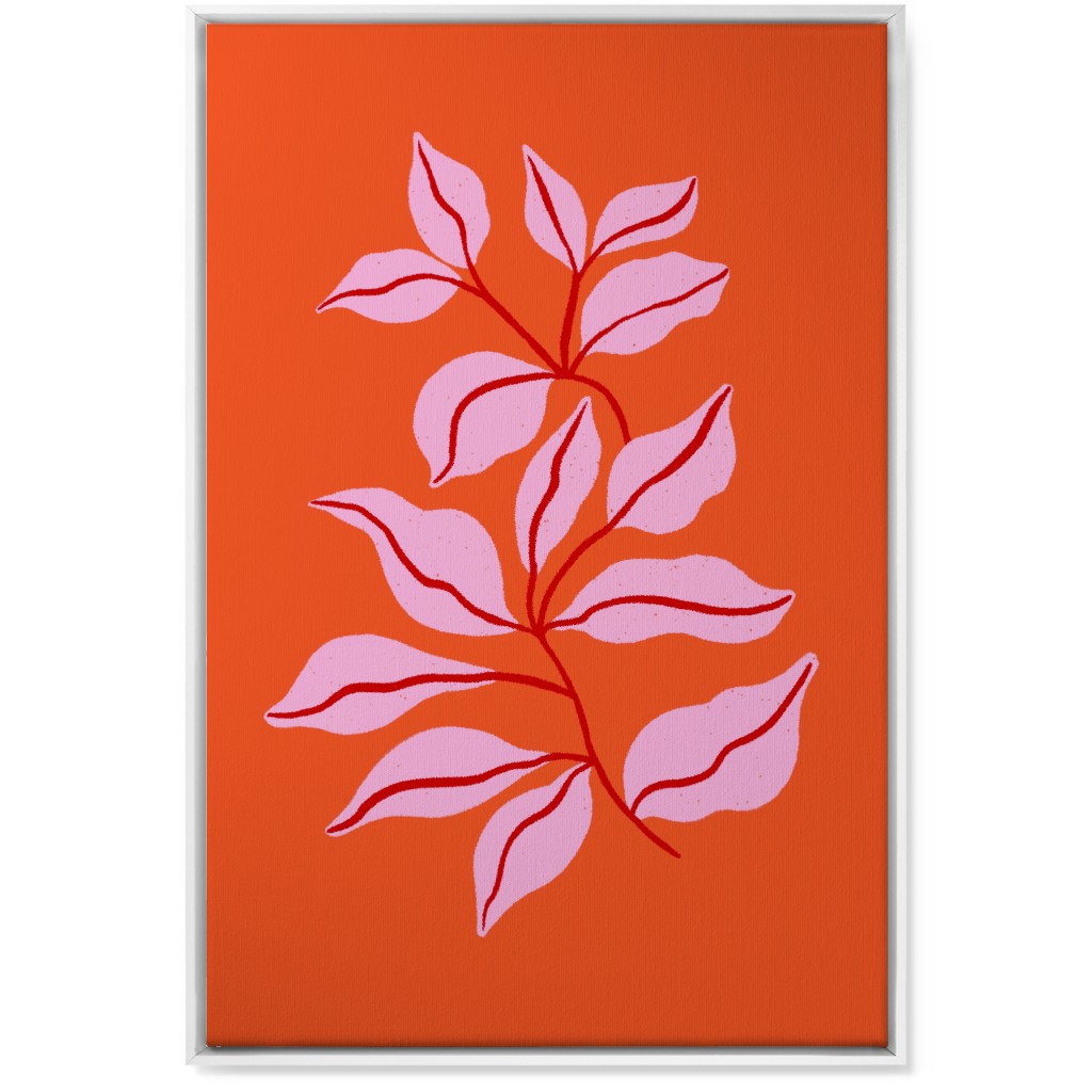 Leaf Dance - Red and Pink Wall Art, White, Single piece, Canvas, 24x36, Red