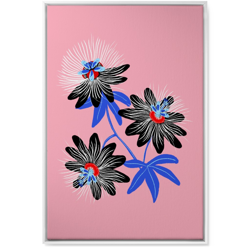 Passion Flower - Multi on Pink Wall Art, White, Single piece, Canvas, 24x36, Pink, Bright Pink