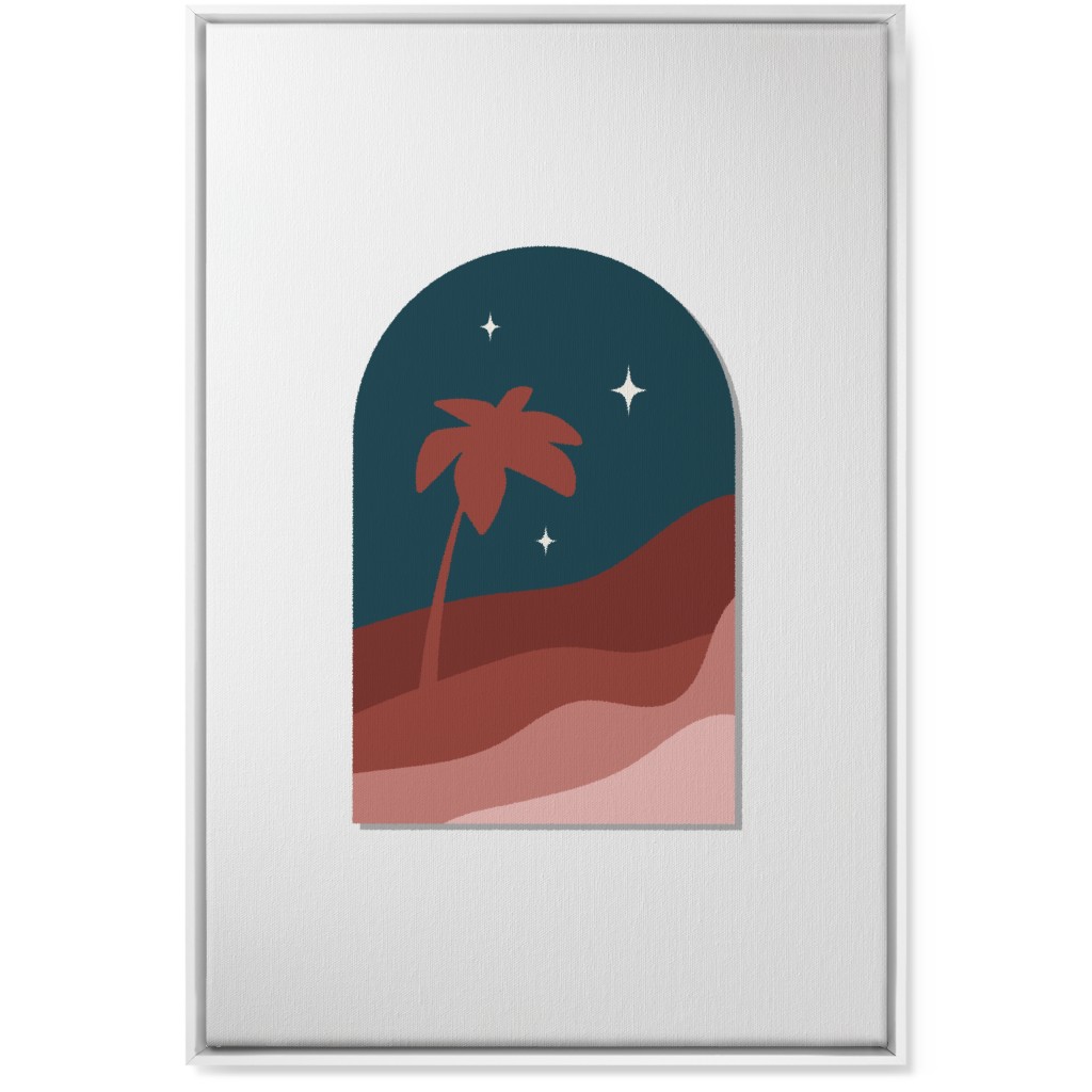 Abstract Landscape in Window With Tree Wall Art, White, Single piece, Canvas, 24x36, Multicolor
