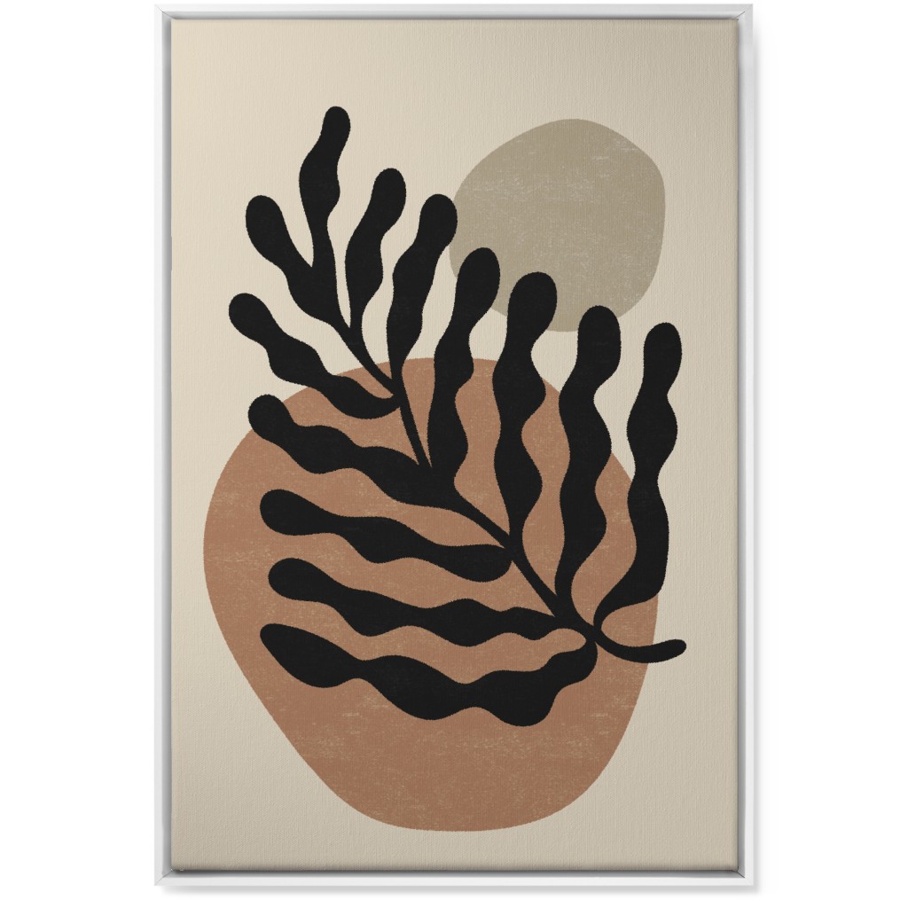 Abstract Leaf - Neutral Wall Art, White, Single piece, Canvas, 24x36, Beige, Pearl