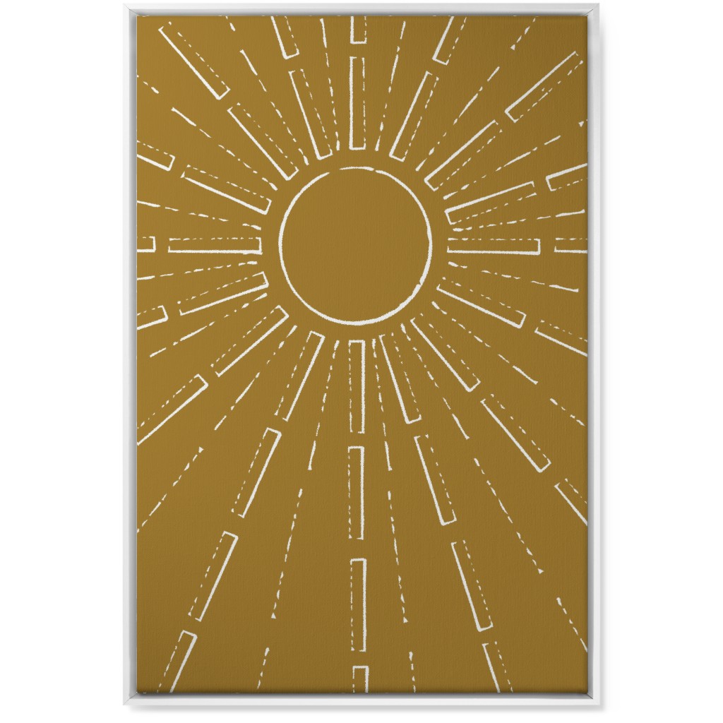Midcentury Burst Wall Art, White, Single piece, Canvas, 24x36, Yellow, Golden