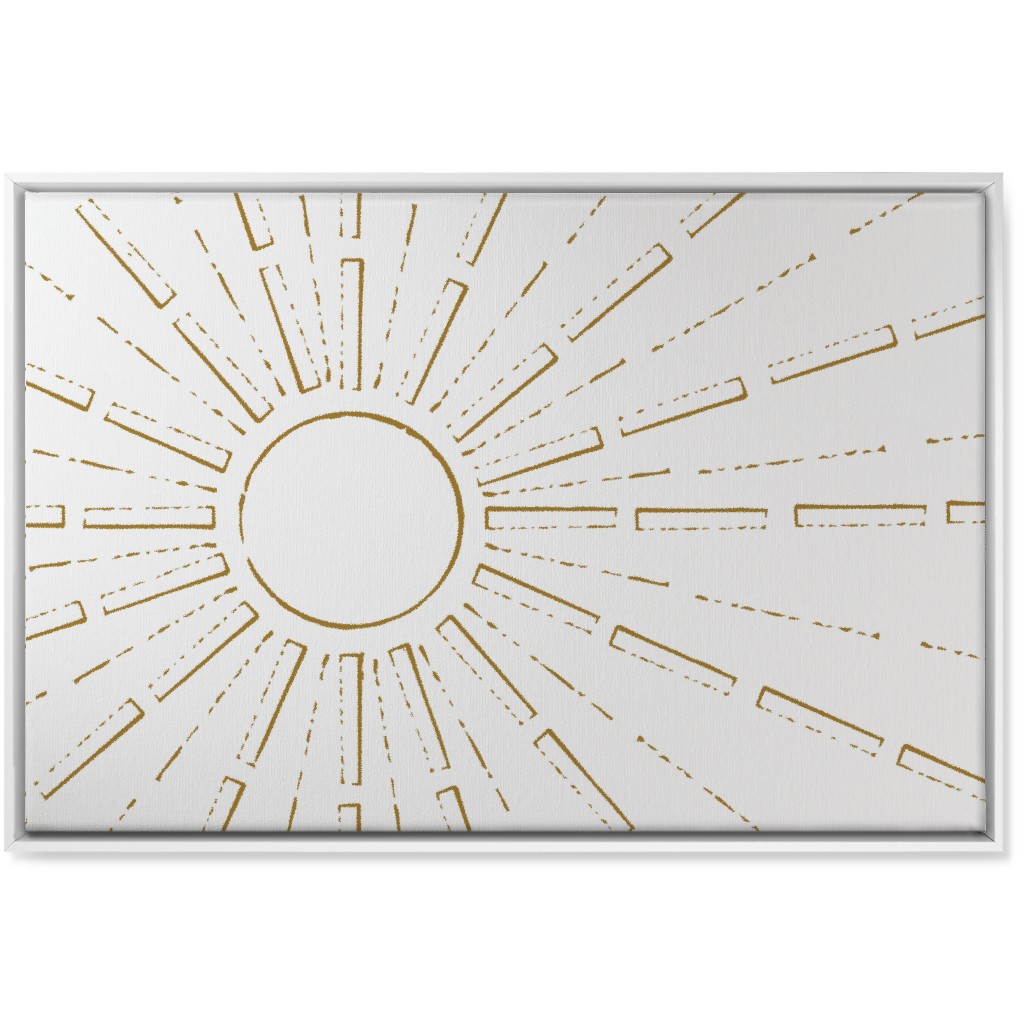 Midcentury Sunburst Wall Art, White, Single piece, Canvas, 24x36, White, White