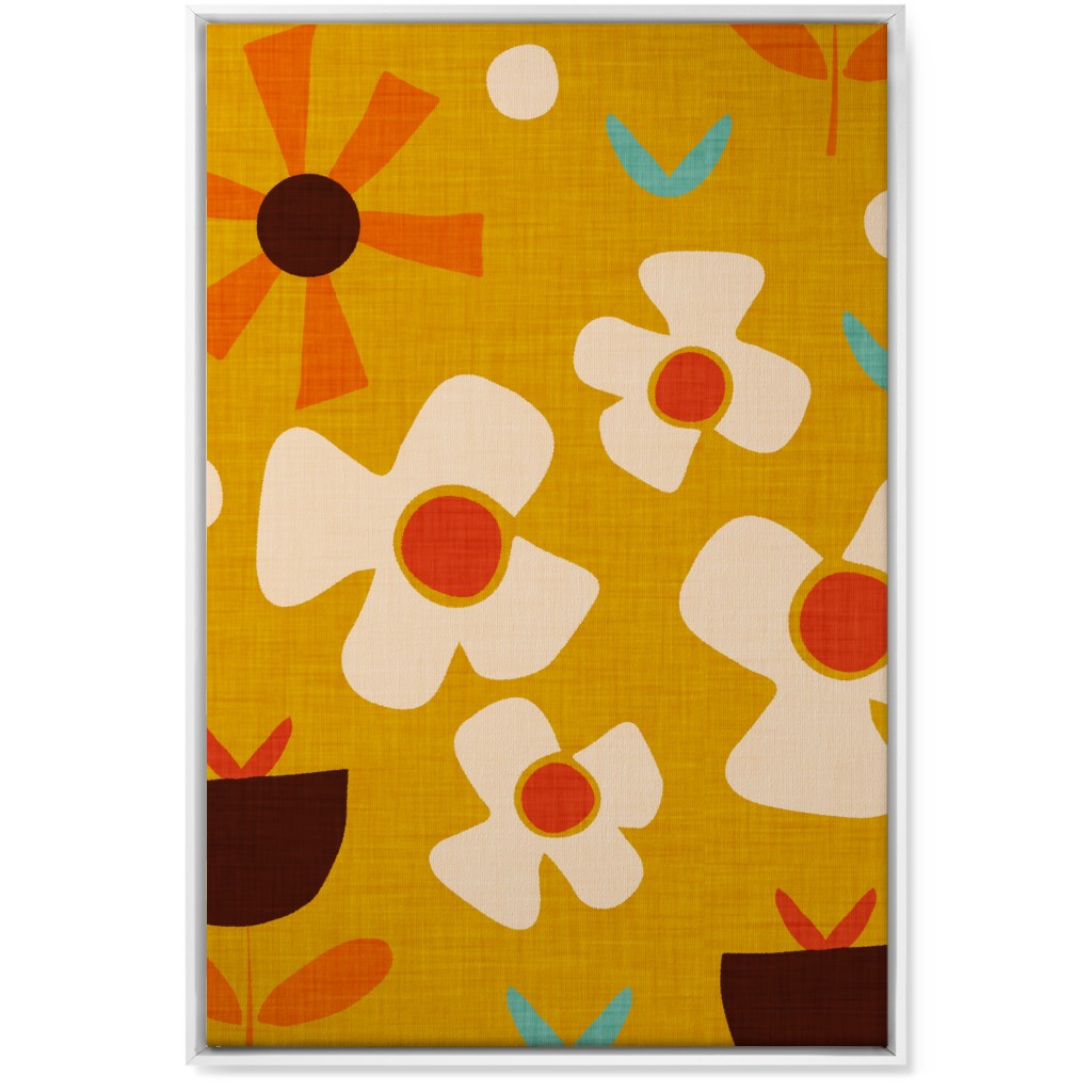 Groovy Flowers Wall Art, White, Single piece, Canvas, 24x36, Multicolor