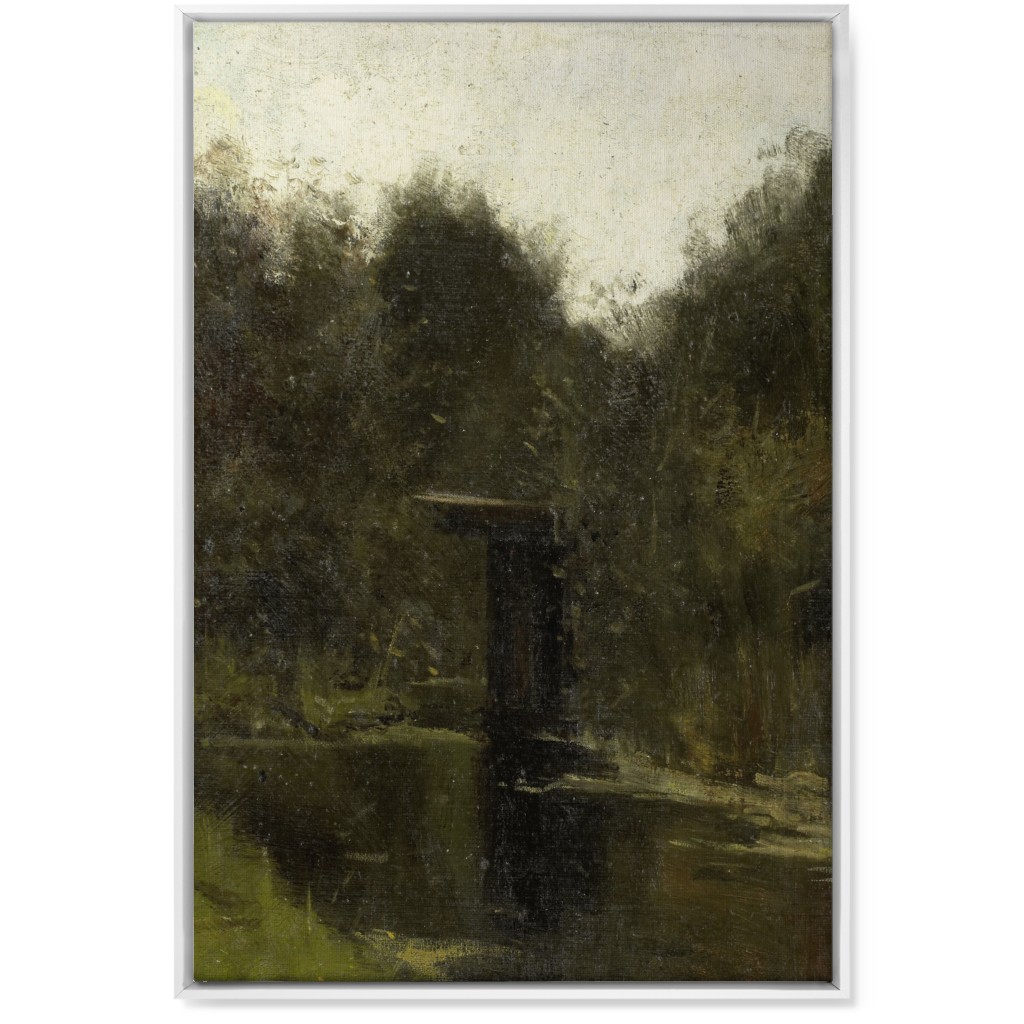 Moody Corner Pond Wall Art, White, Single piece, Canvas, 24x36, Green