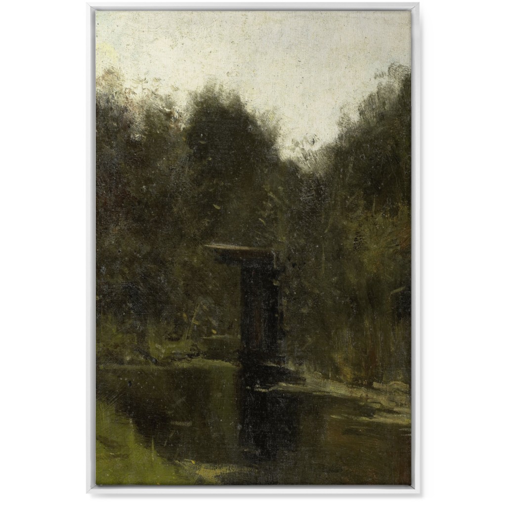 Moody Corner Pond Wall Art, White, Single piece, Canvas, 24x36, Green, Classic Green