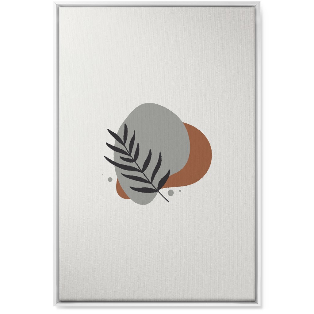 Shapes and Fern Leaf Vi Wall Art, White, Single piece, Canvas, 24x36, Brown