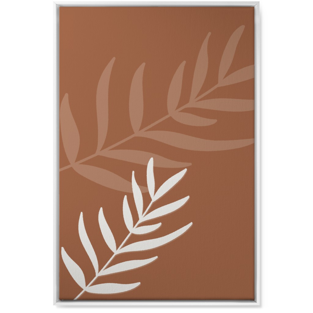 Fern Leaves in Neutral Earth Tones Wall Art, White, Single piece, Canvas, 24x36, Brown
