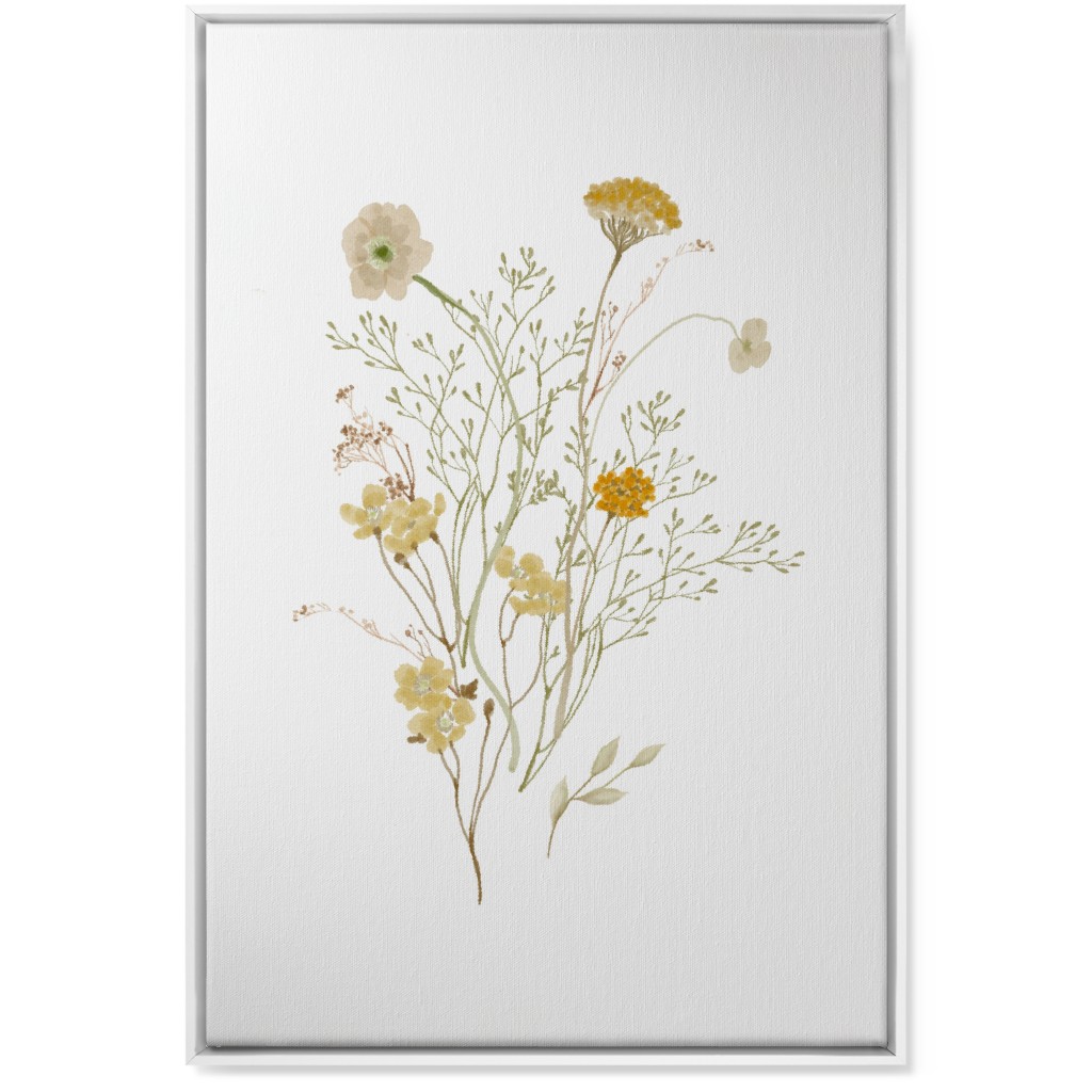 Picked Wildflowers - Yellow Wall Art, White, Single piece, Canvas, 24x36, Yellow