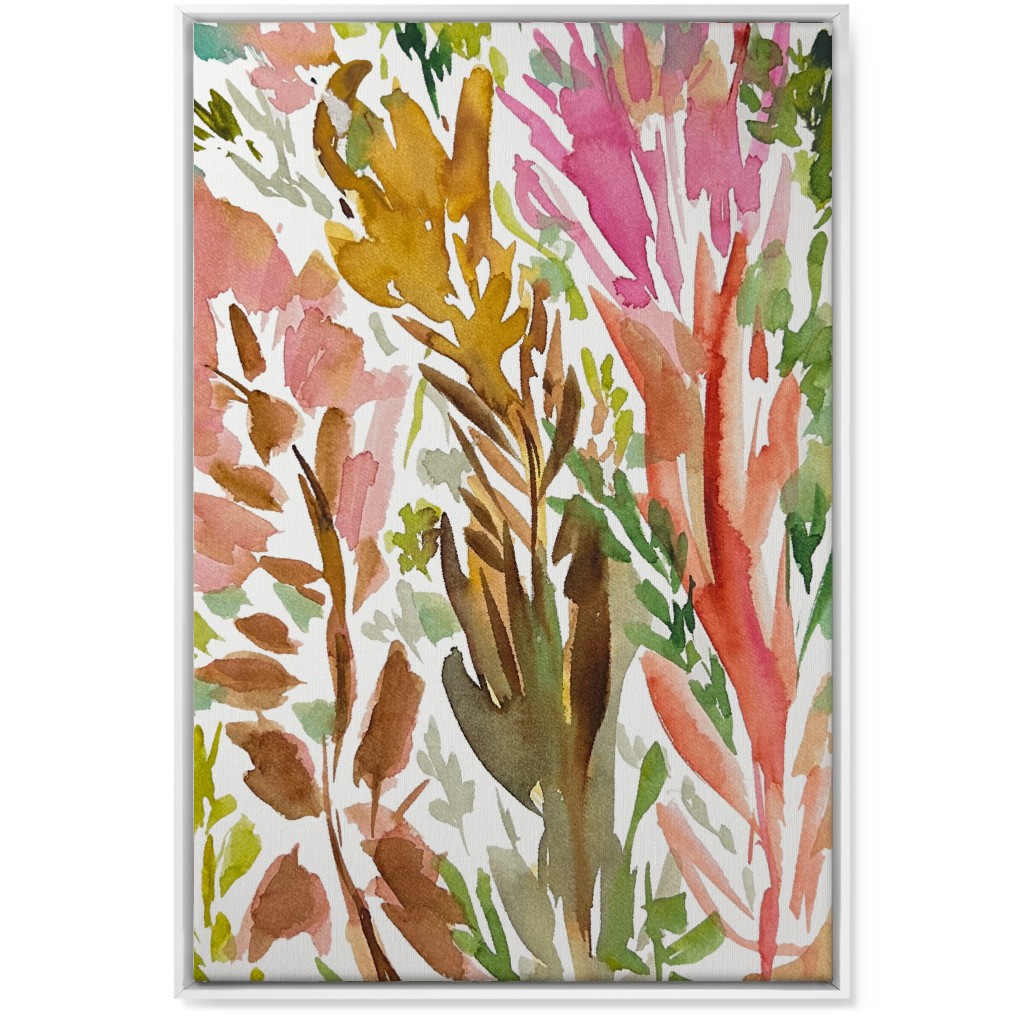 Abstract Garden - Pink Wall Art, White, Single piece, Canvas, 24x36, Multicolor