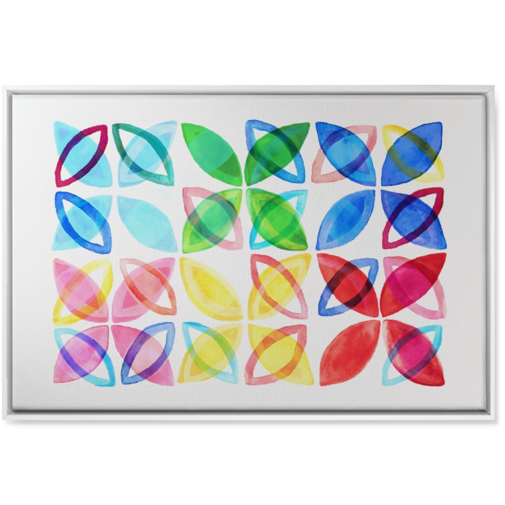 Washed Watercolor Shapes Wall Art, White, Single piece, Canvas, 24x36, Multicolor