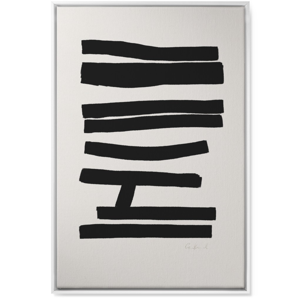 Bold Abstract Stripes Wall Art, White, Single piece, Canvas, 24x36, Black