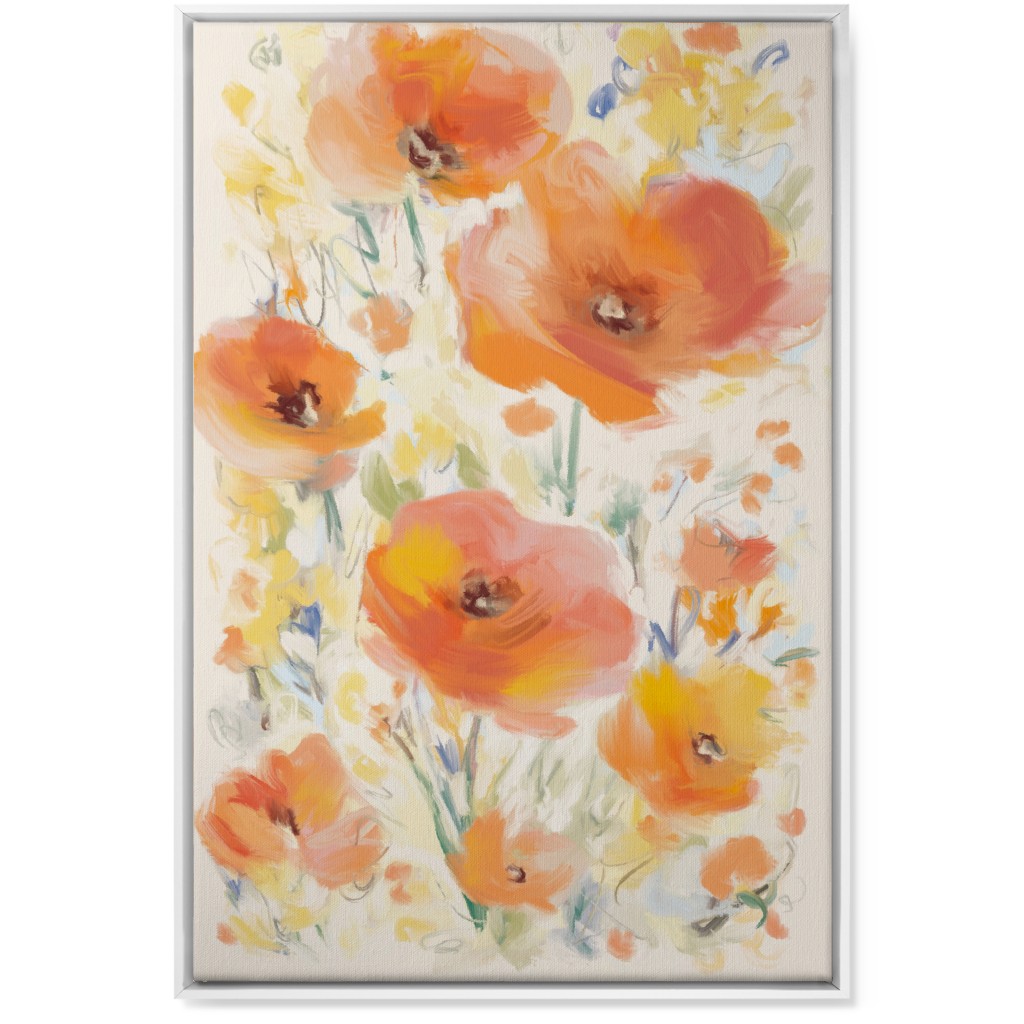 Field of Flowers - Orange Wall Art, White, Single piece, Canvas, 24x36, Orange, Orange