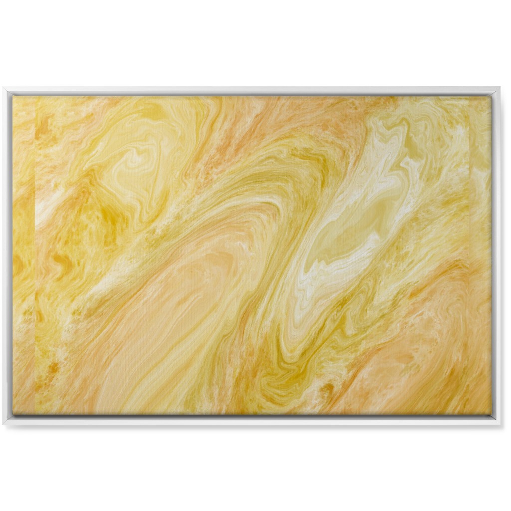 Abstract Acrylic Pour - Yellow Wall Art, White, Single piece, Canvas, 24x36, Yellow
