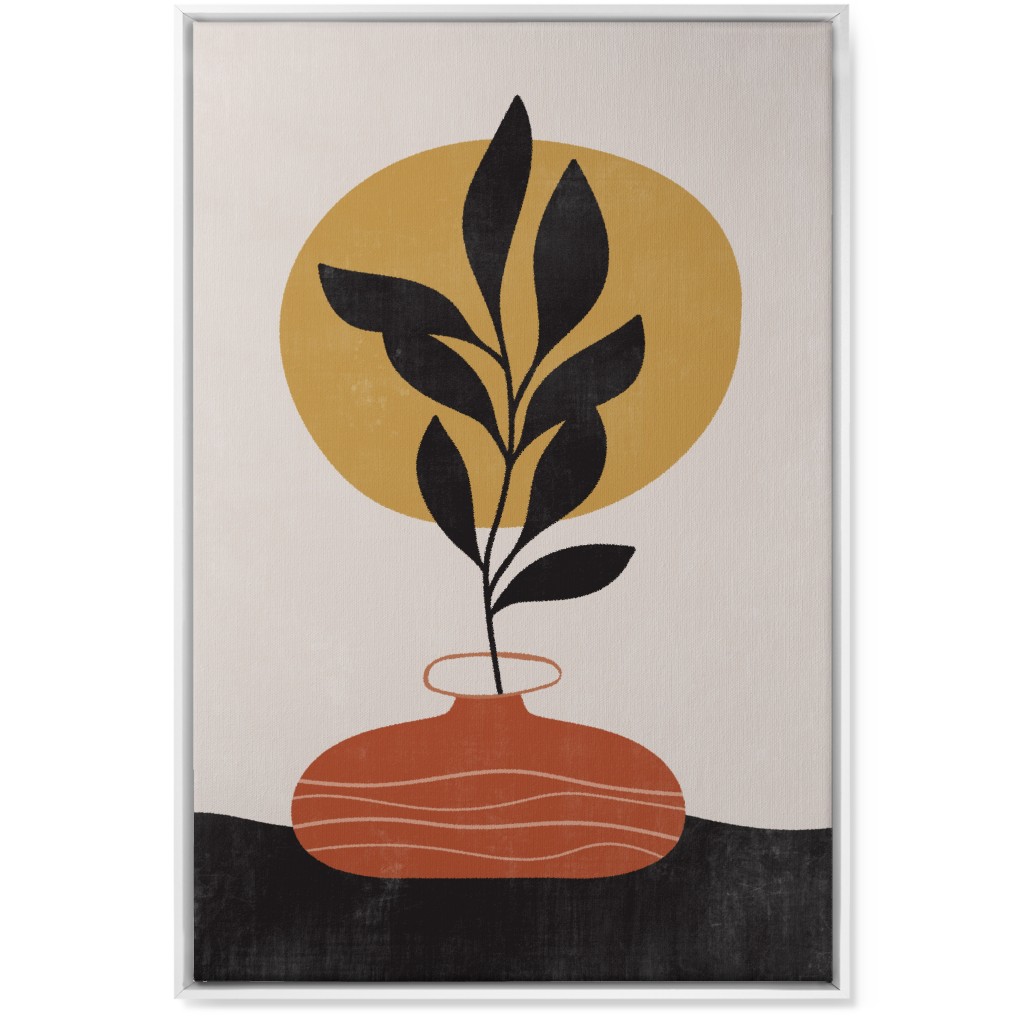 Earthen Vase - Terracotta Wall Art, White, Single piece, Canvas, 24x36, Orange, Orange