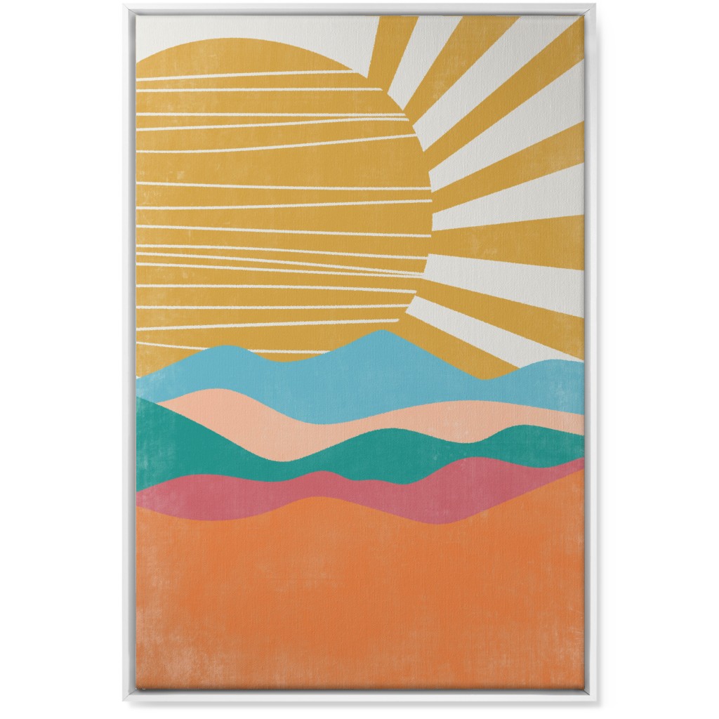 Flourish Abstract Sunrise - Multi Wall Art, White, Single piece, Canvas, 24x36, Multicolor