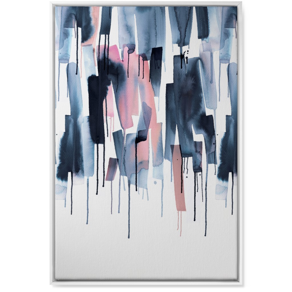 Watery Stripes Wall Art, White, Single piece, Canvas, 24x36, Blue, Gunmetal