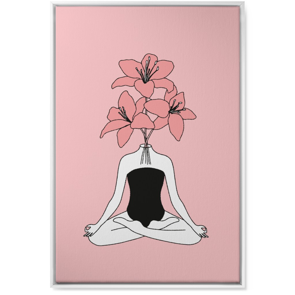Feminine Yoga - Pink Wall Art, White, Single piece, Canvas, 24x36, Pink