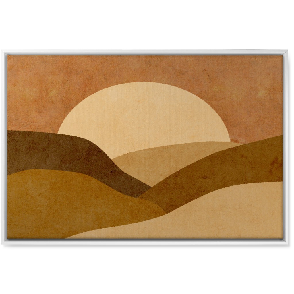 Mountains At Dusk Wall Art, White, Single piece, Canvas, 24x36, Brown, Ochre