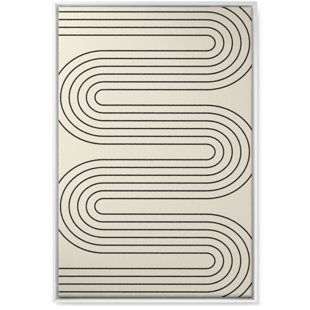 Geometric Abstract Lines - Neutral Wall Art, White, Single piece, Canvas, 24x36, Beige