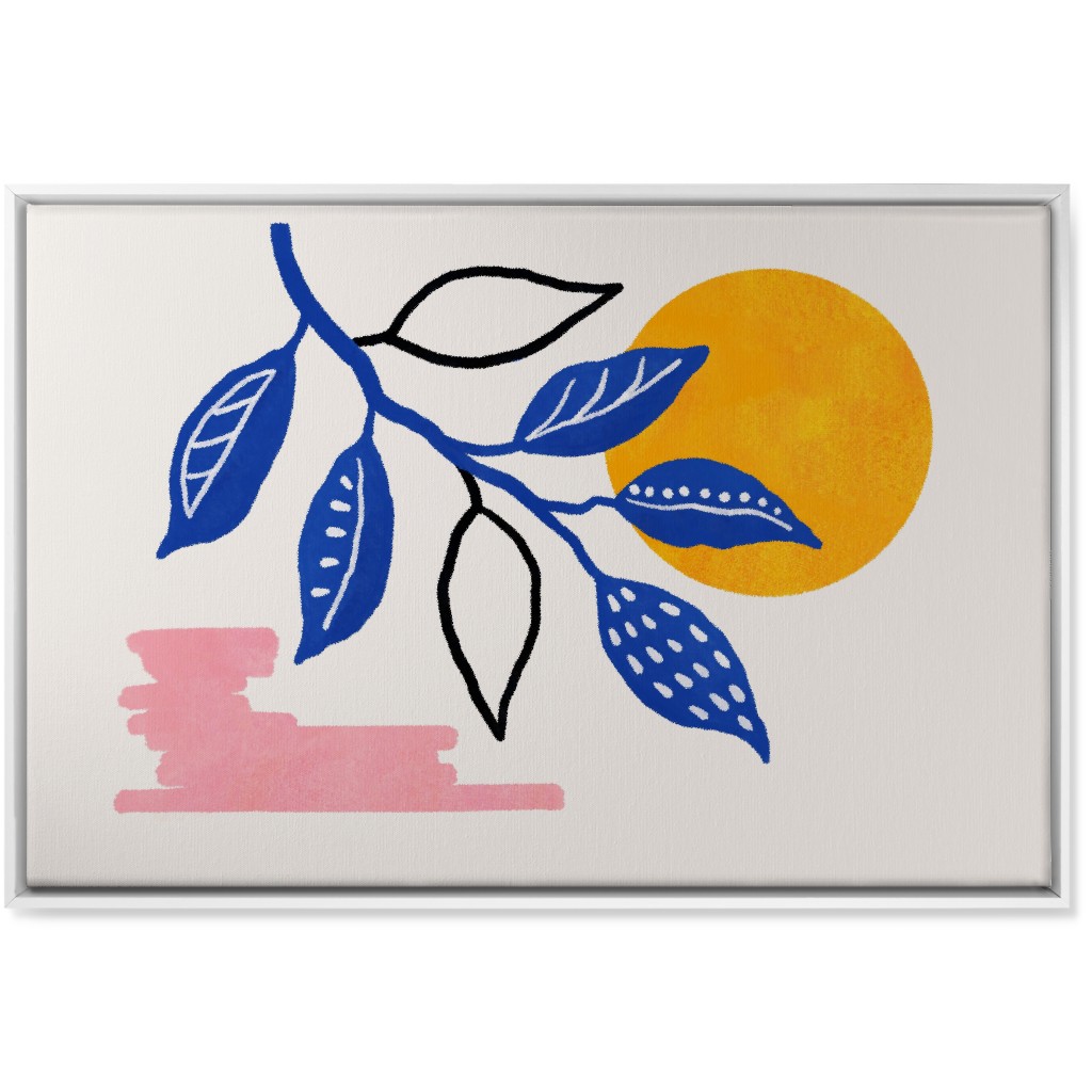 Sunset and Leaves Wall Art, White, Single piece, Canvas, 24x36, Multicolor, Royal