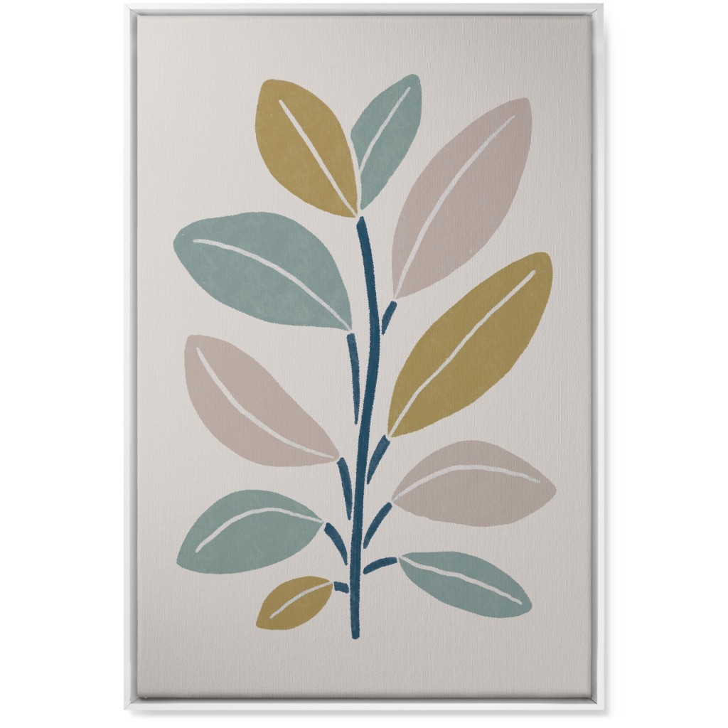 Plant Branch Wall Art, White, Single piece, Canvas, 24x36, Beige, Garden