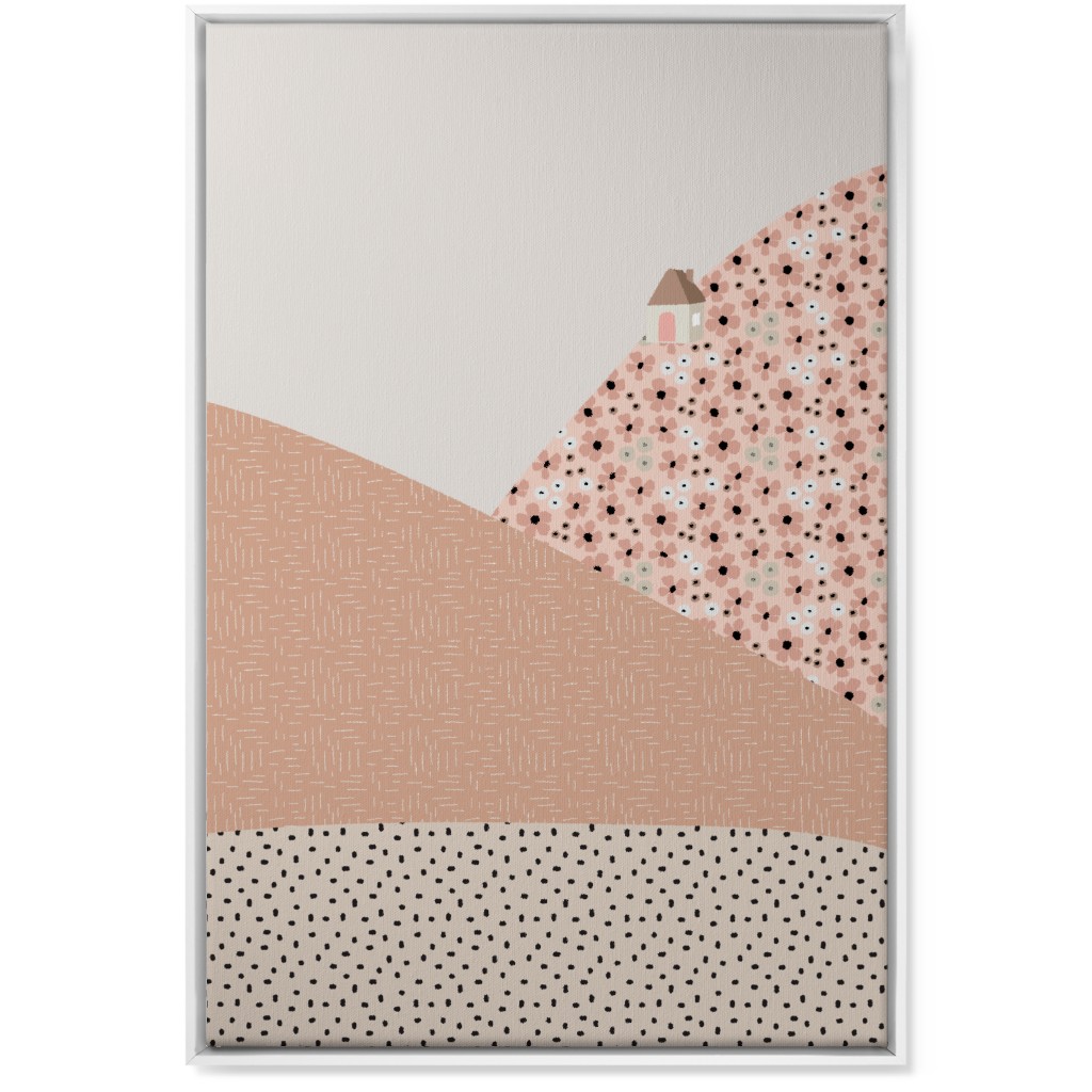 Floral Landscapes Wall Art, White, Single piece, Canvas, 24x36, Pink, Sand