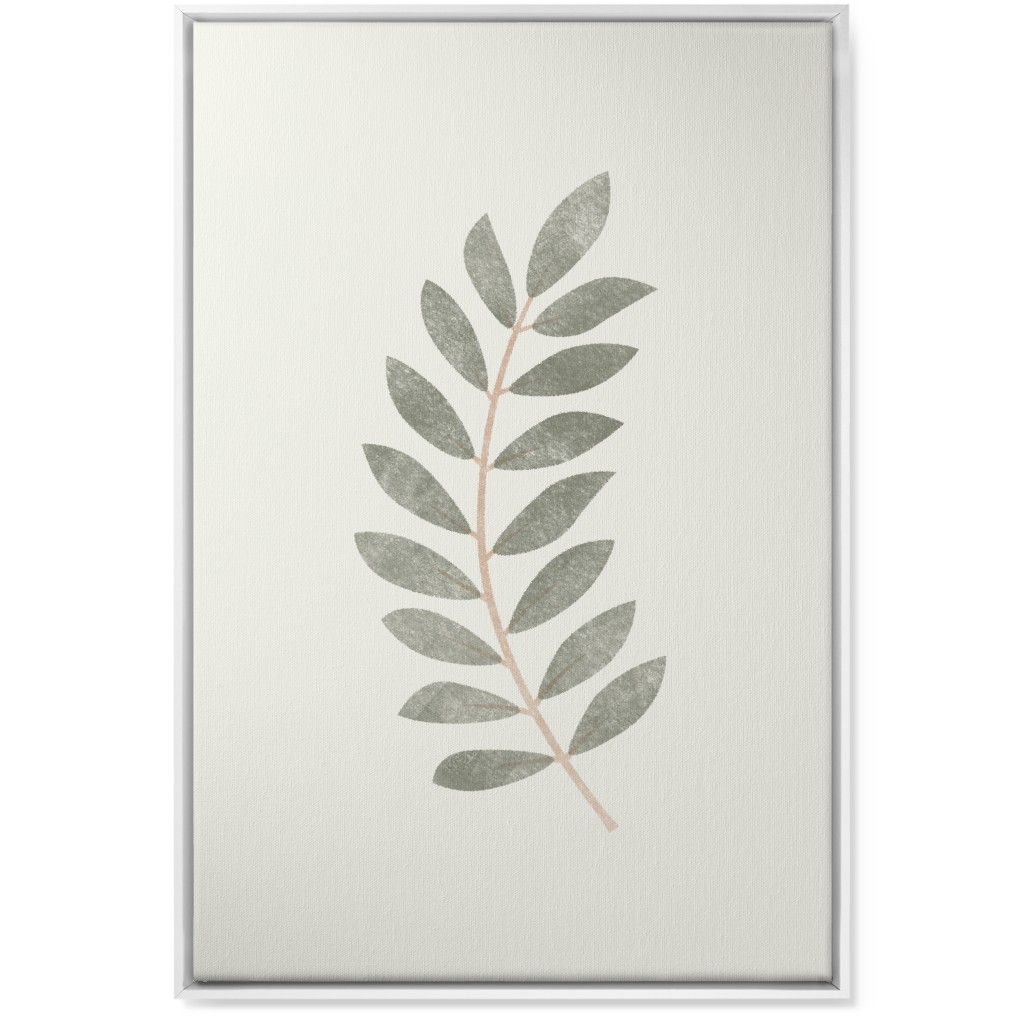 Botanical Leaf Ii Wall Art, White, Single piece, Canvas, 24x36, Green