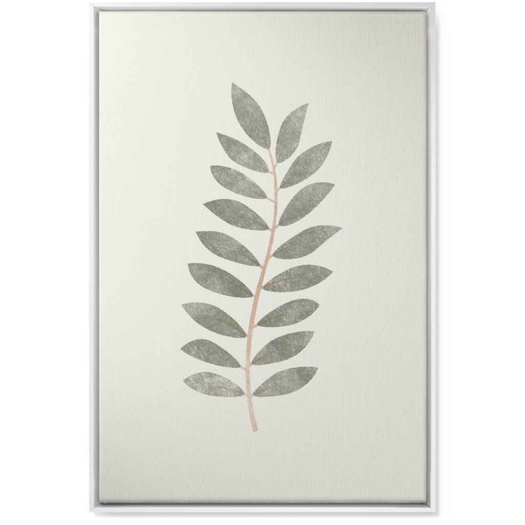 Botanical Leaf Iii Wall Art, White, Single piece, Canvas, 24x36, Green, Sage