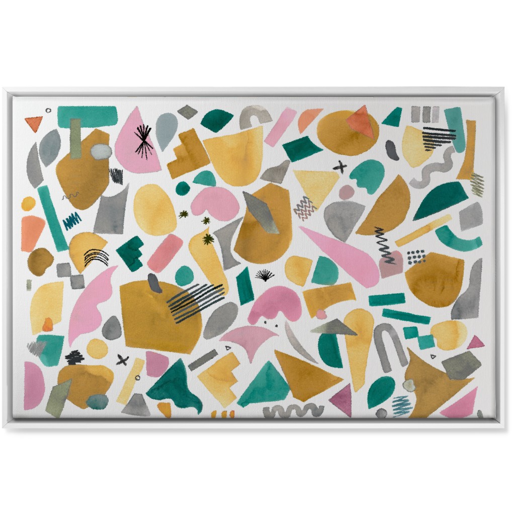 Abstract Geo Pieces - Pink Wall Art, White, Single piece, Canvas, 24x36, Multicolor