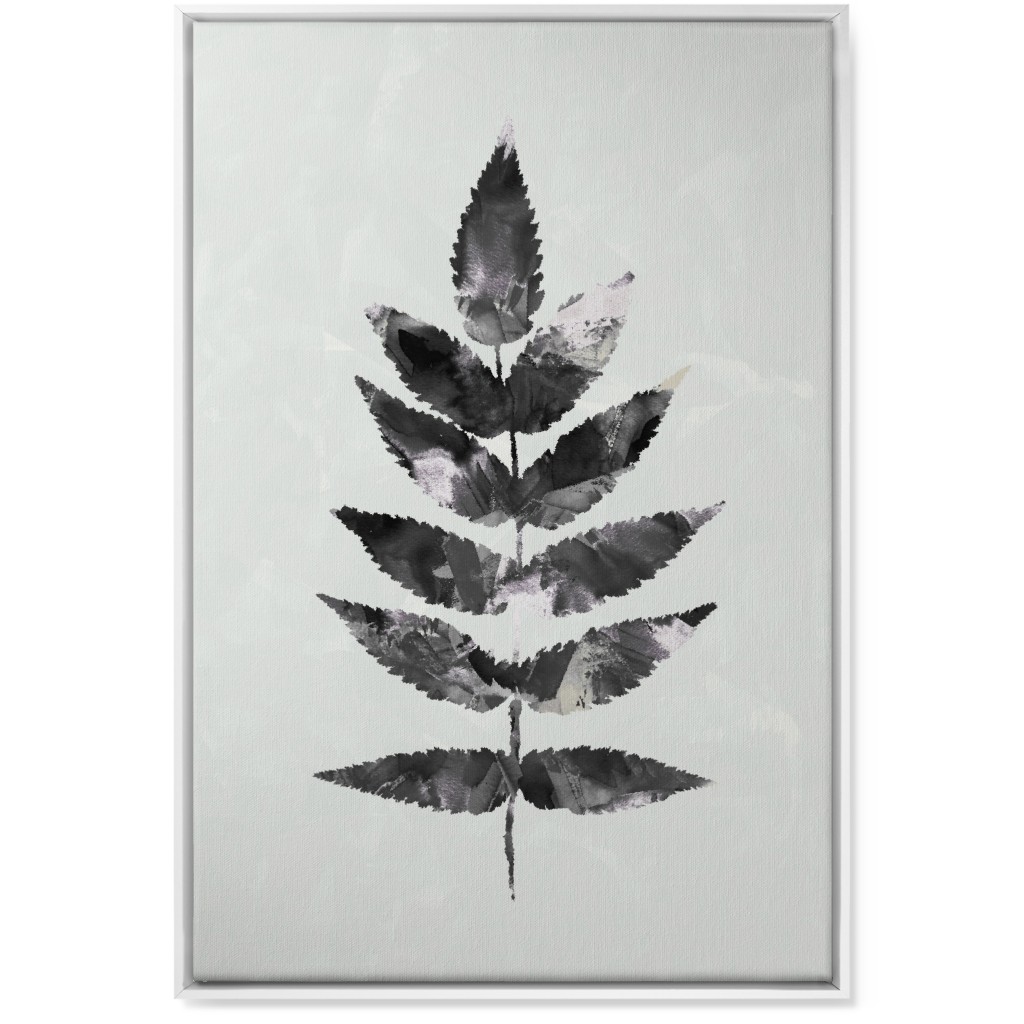 Botanical Leaf Wall Art, White, Single piece, Canvas, 24x36, Beige, Gray