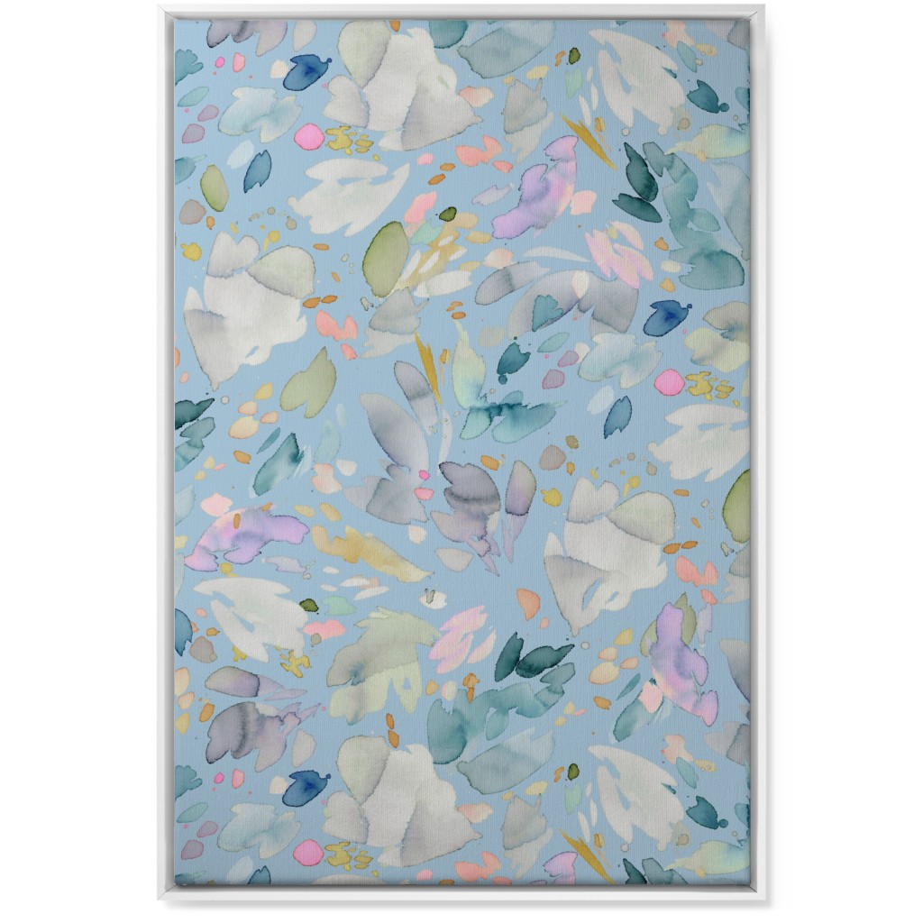 Abstract Petal Flowering Wall Art, White, Single piece, Canvas, 24x36, Blue