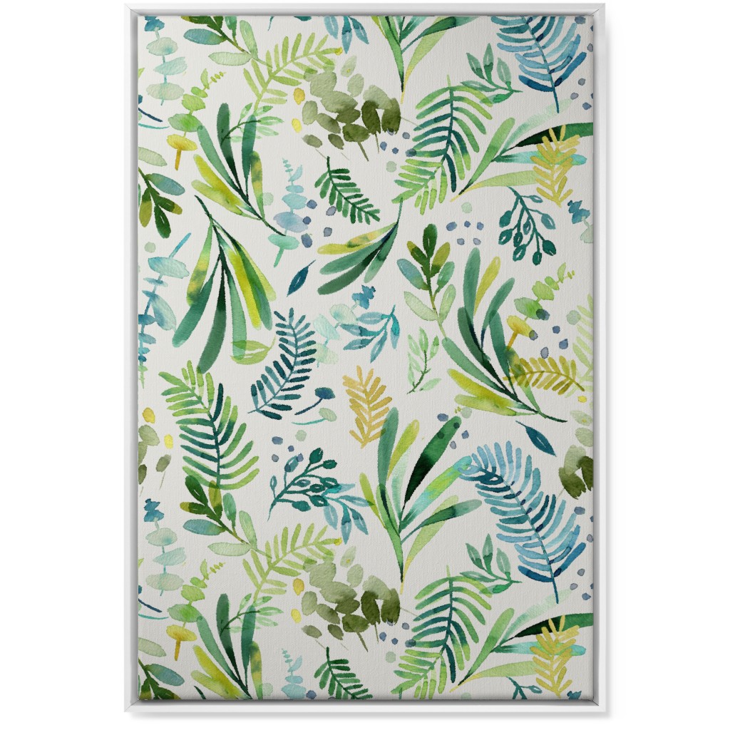 Tuscany Leaves - Green Wall Art, White, Single piece, Canvas, 24x36, Green, Classic Green