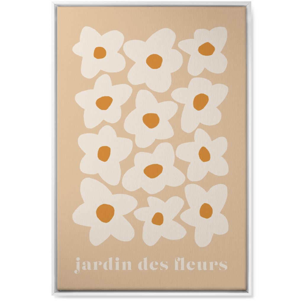 Botanical Graphic Retro Flower Garden Wall Art, White, Single piece, Canvas, 24x36, Beige, Sand