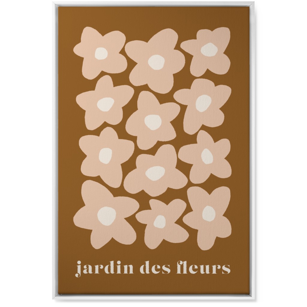 Botanical Graphic Retro Flower Garden Wall Art, White, Single piece, Canvas, 24x36, Brown, Nutmeg